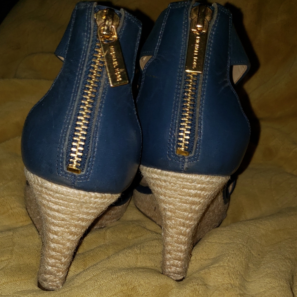 Michael Kors Dark Blue Wedge Sandals - Picture 3 of 5